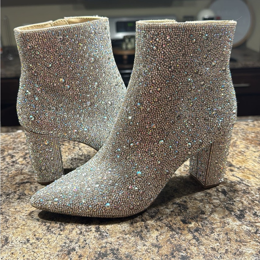 Betsey Johnson Sparkling Rhinestone Ankle Boots